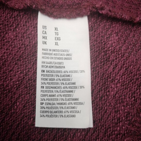 American Eagle Outfitters Ladies Size XL Burgundy Lightweight Open Cardigan - Picture 5 of 11